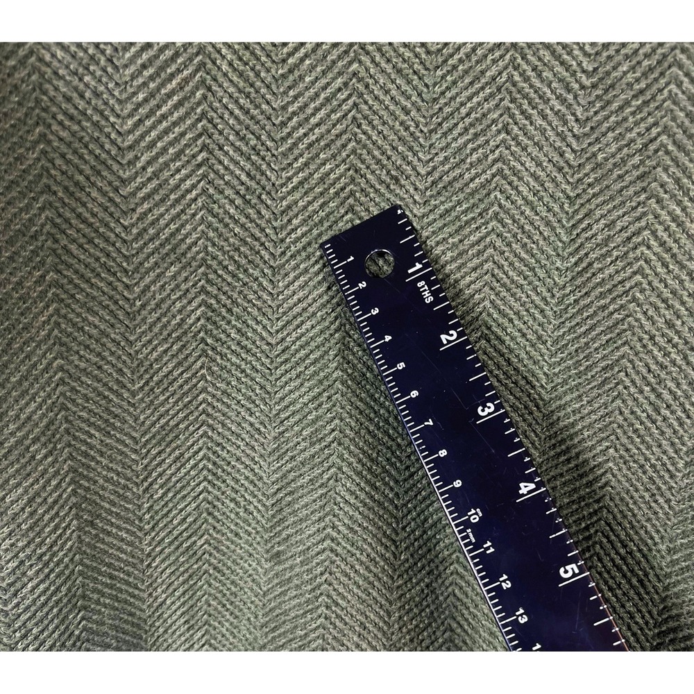 Vtg 90s Sz M Mens Chaps Ralph Lauren Sweater Herringbone Knit Green Chunky Heavy - Picture 7 of 11